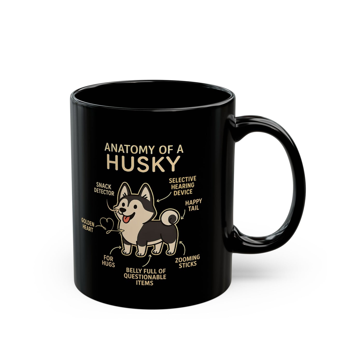 Anatomy of a Husky Dog Mug - 11oz Black Coffee Cup