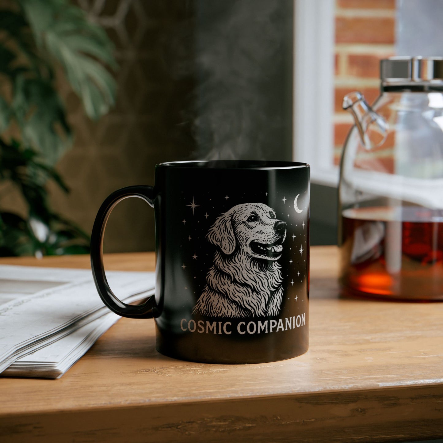 Cosmic Companion Dog Mug - 11oz Black Coffee Cup