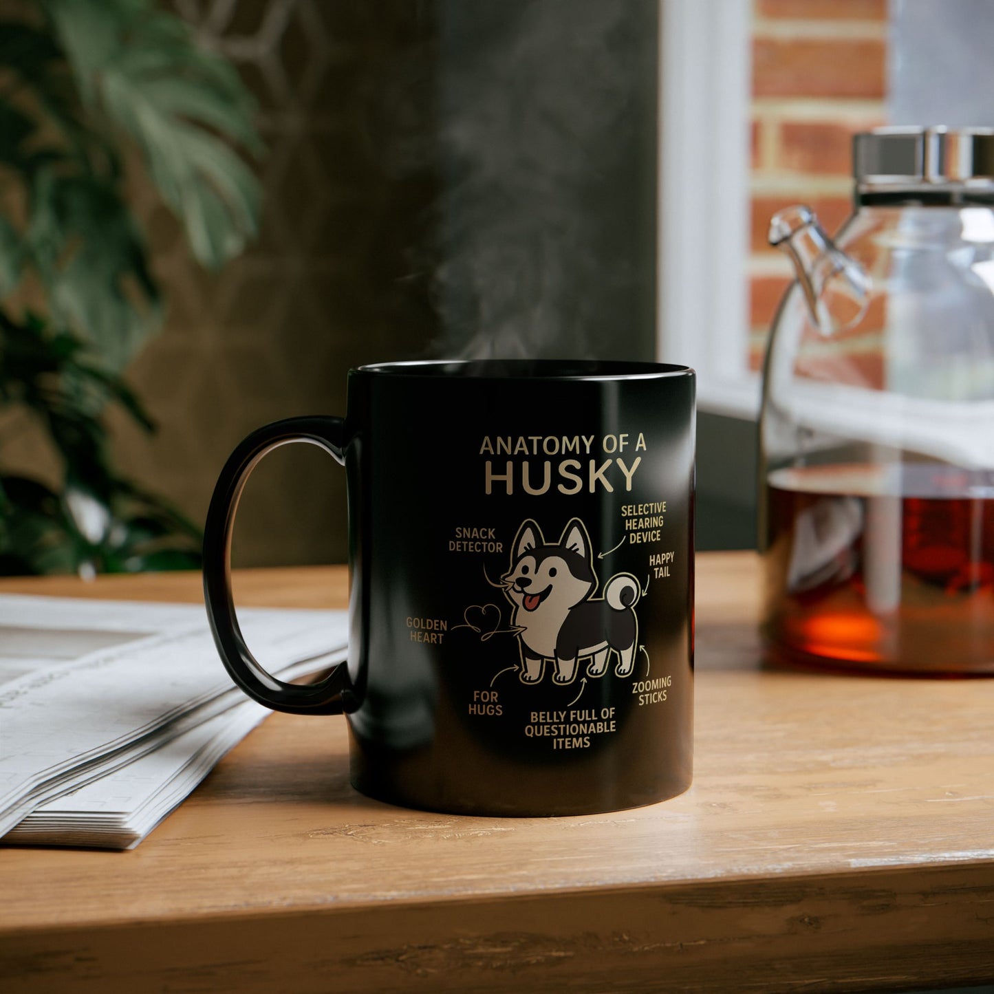 Anatomy of a Husky Dog Mug - 11oz Black Coffee Cup