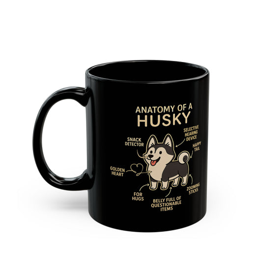 Anatomy of a Husky Dog Mug - 11oz Black Coffee Cup